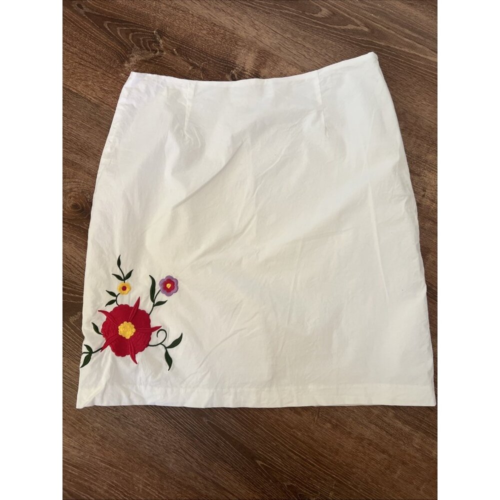 Evan-Picone Skirt Womens Size 14 Embroidery‎ White A line